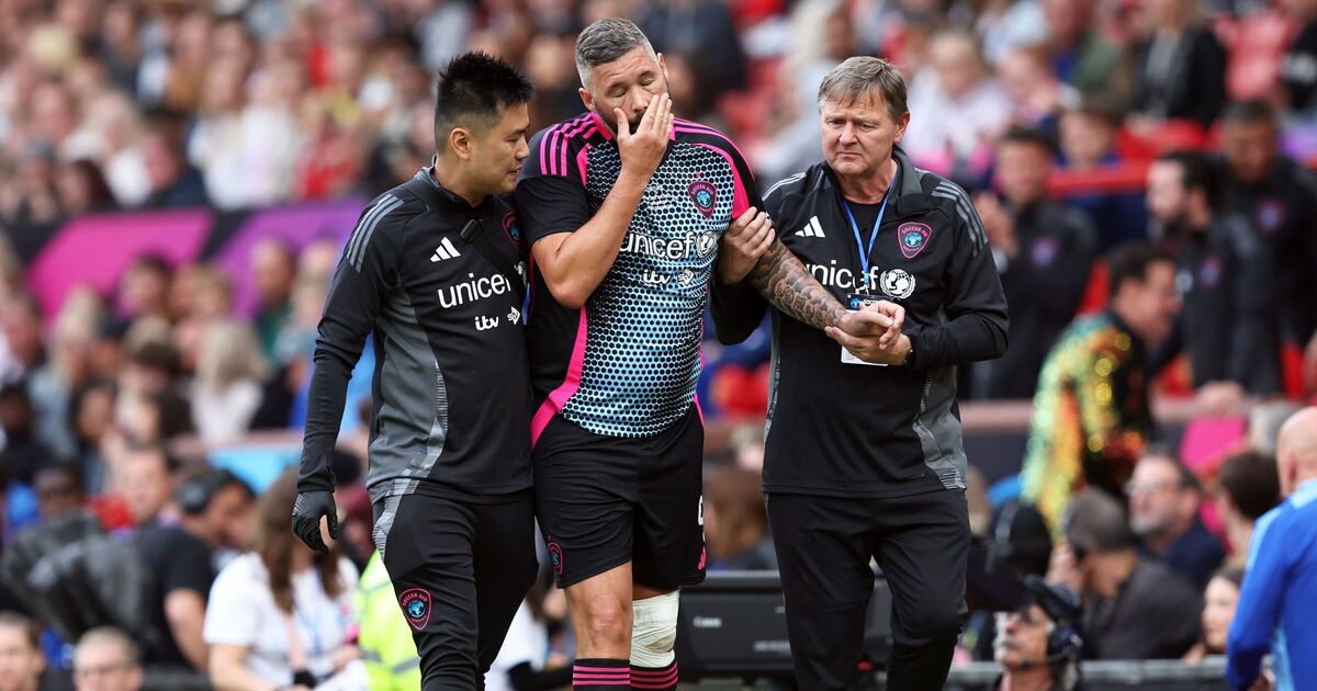 Soccer Aid's Tony Bellew sparks health concerns after being escorted off pitch | TV & Radio | Showbiz & TV