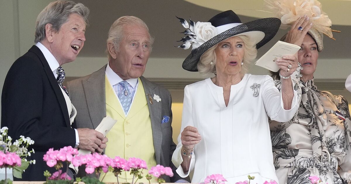 King Charles and Queen Camilla react as Royal Ascot jockey falls off | Racing | Sport
