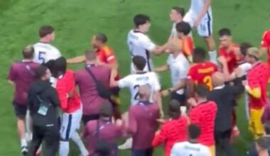 England U21s erupt in furious brawl with Spain as subs pile in and players held back | Football | Sport
