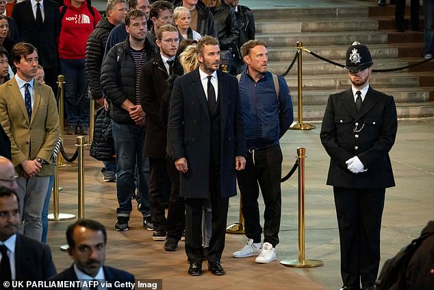 Sportsman David waited for 13 hours in the five-mile long queue to pay his respects to the late monarch after arriving at 2am, and even shed a tear when he reached the inside