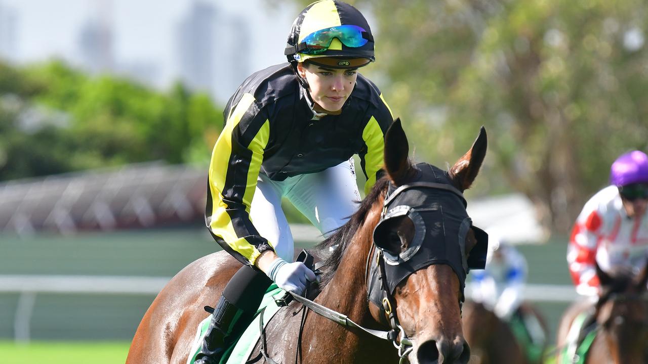 Angela Jones comes back to scale aboard Floozie after winning the Listed Silk Stocking at the Gold Coast in May 10. Picture: Bethany Allday / Trackside Photography