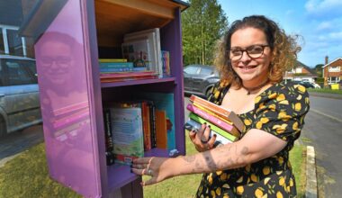 Kate Crook has created a 'little library' cabinet outside her house for members of the public to exchange books