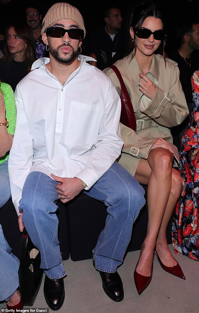 Kendall and Bad Bunny dated for about a year before splitting up in late 2023, only to rekindle their romance briefly in 2024 and then go their separate ways again; pictured 2023