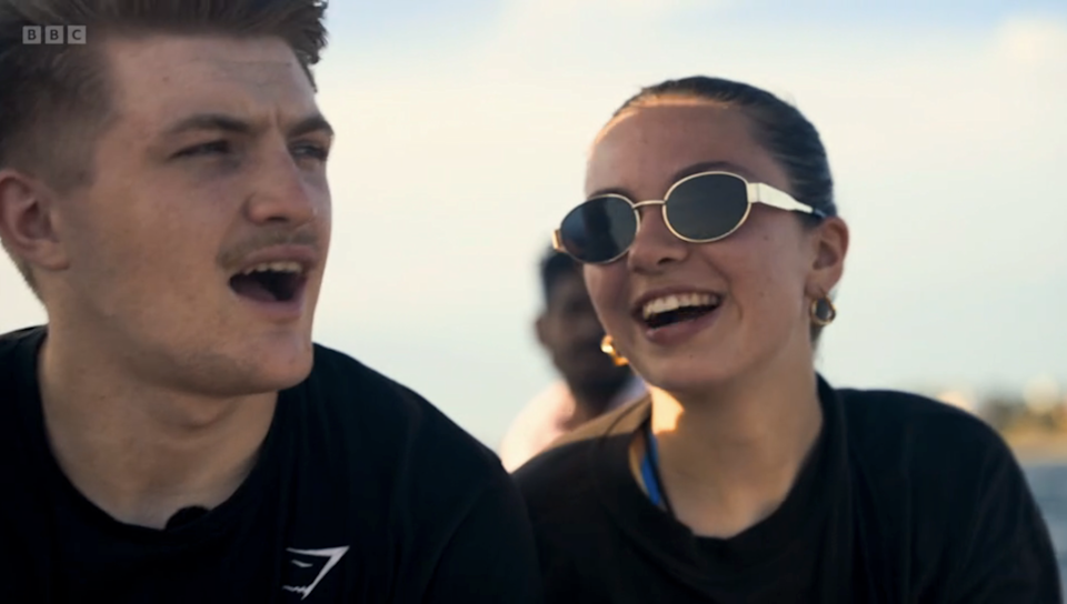 Fin and Sioned reflect on possibility of winning on Race Across the World. (BBC)