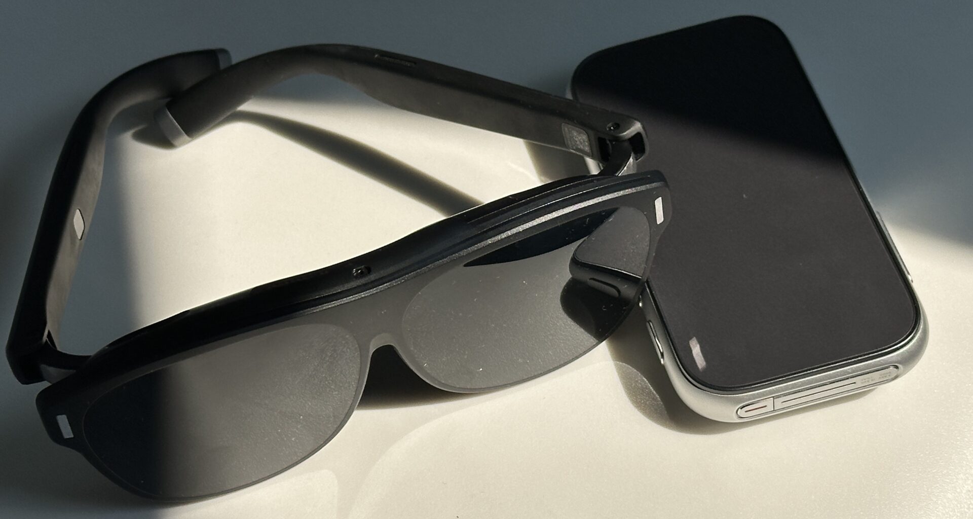 Rokid AR glasses in black alongside an external YodaOS-Master OS controller