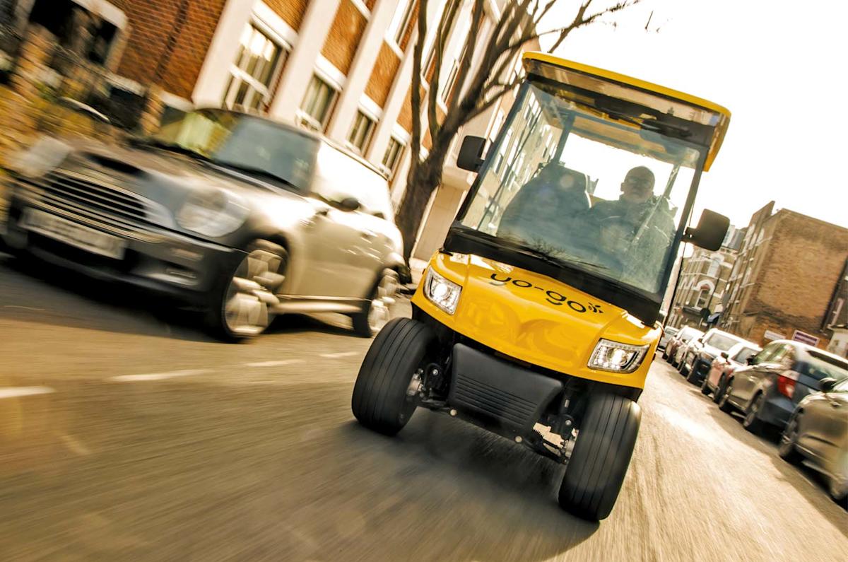 exploring London in an electric golf buggy