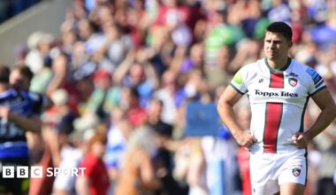 Ben Youngs shows disappointment after Leicester Tigers are beaten by Bath in the Premiership Grand Final