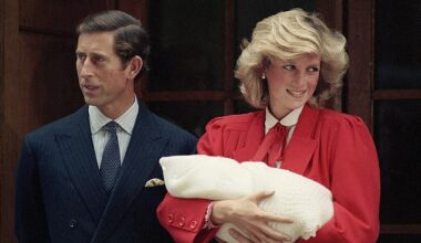 Prince Charles and Princess Diana emerge from St Mary's Hospital in London with their second son Prince Harry on September 16, 1984