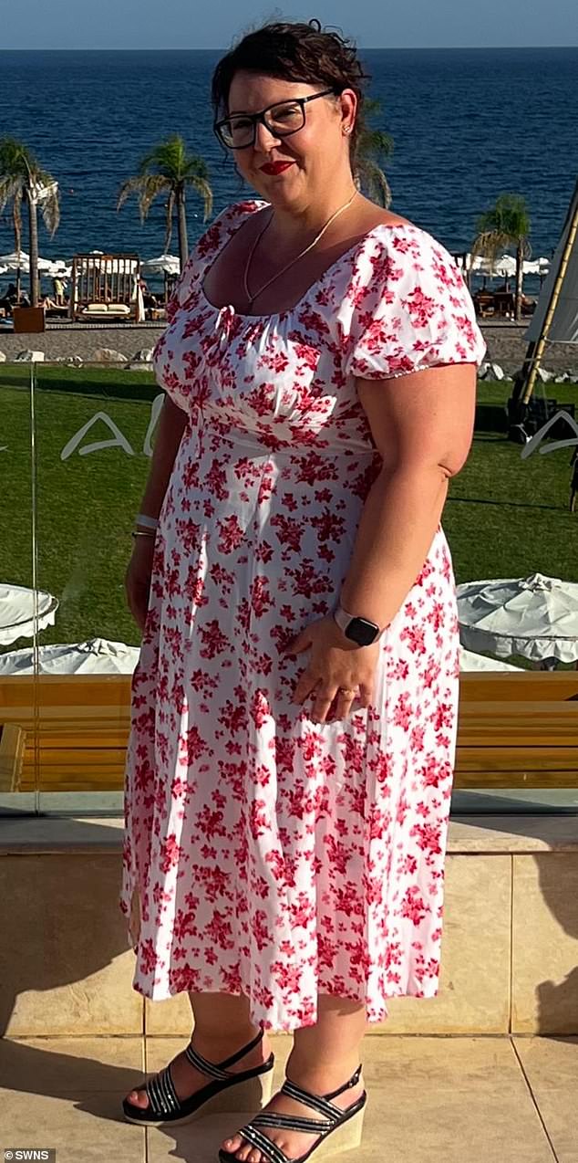 Emma Warner, 42, weighed just under 17st in 2022 when she paid for a six-month course of Ozempic that cost her over £1,700. Pictured during her weight loss journey