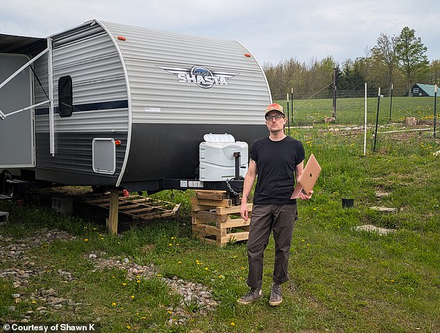 Shawn now lives in a trailer in Central New York as he applies for jobs - but says he's competing with bots for roles