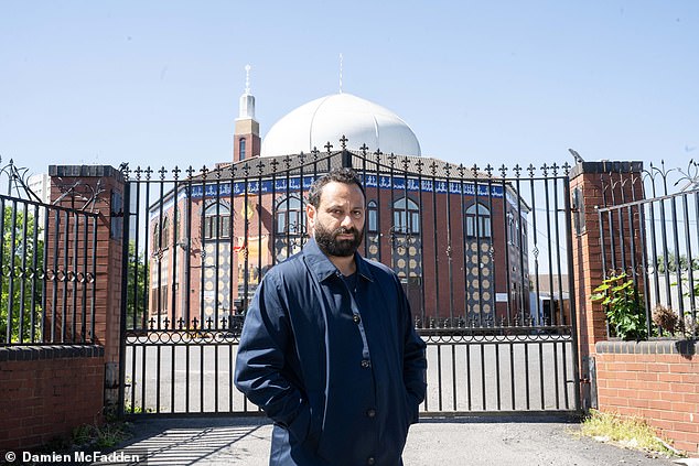 David outside the Shia-Husaynia Mosque, its white dome rising behind black wrought iron gates. Another local mosque was the subject of an exposé by Channel 4's Dispatches that claimed one preacher said women were 'deficient' and another argued that girls should be 'hit' if they refused to wear a hijab