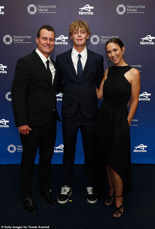 Cruz (pictured with his famous parents Lleyton and Bec) also lost in the first round when he competed at the Australian Open earlier this year