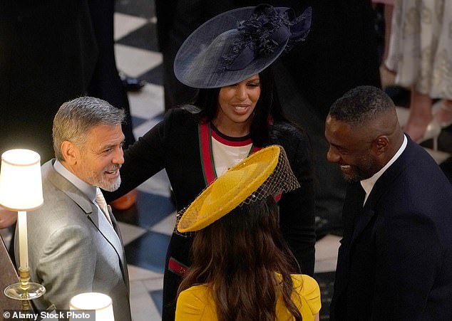 Idris Elba and his wife Sabrina Dhowre with George and Amal Clooney at the wedding
