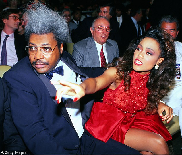 Promoter Don King with actress Robin Givens ringside at Tyson-Holmes in Atlantic City