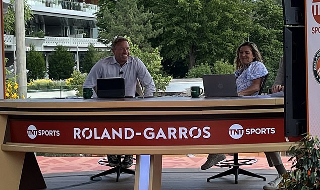 TruTV, another US channel under the Discovery umbrella, chops from one court to the other as interesting incidents occur, with Emma Raducanu's coach Mark Petchey, left, on the desk