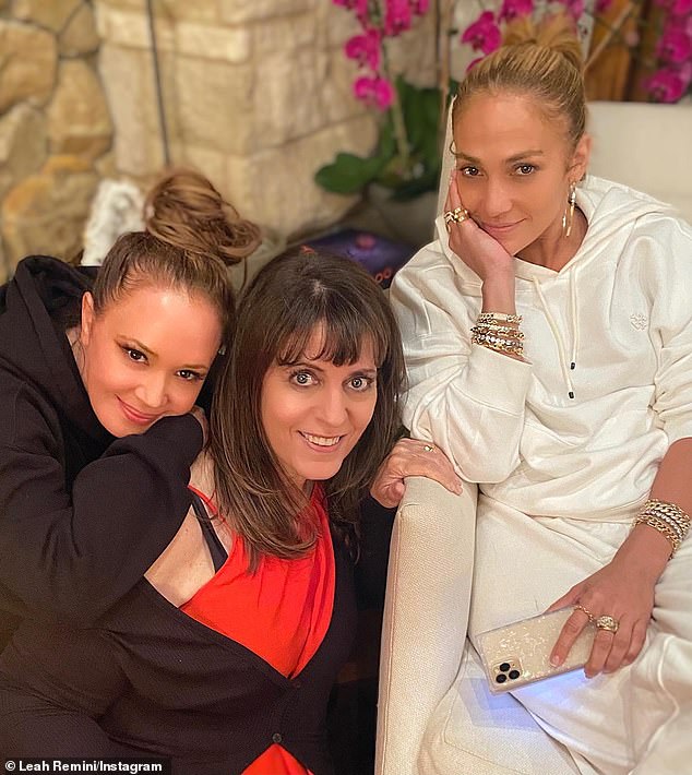 And in 2018, Leah let fans in on the surprising dynamic of their bond when she crashed Lopez's Access Hollywood interview to bust her balls about how and when she picks up the check (pictured in 2021 with Elaine Goldsmith-Thomas)