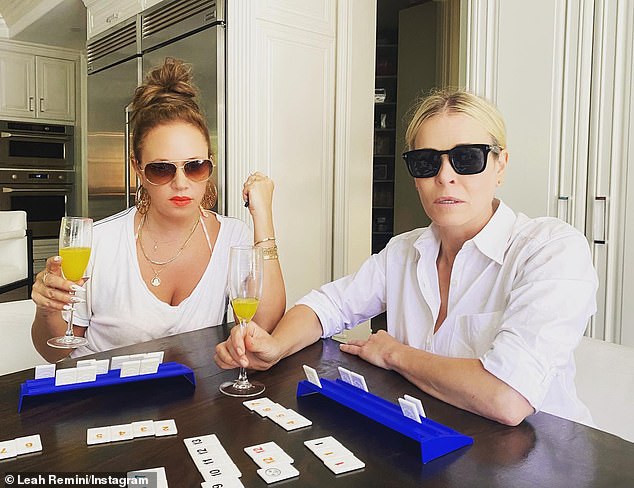 The current NYU student also gushed over how her comedian gal pal Chelsea Handler (R, pictured in 2021) 'will go out of her way to visit' her daughter Sofia Bella Pagán in New York after knowing her since she 'was in diapers'