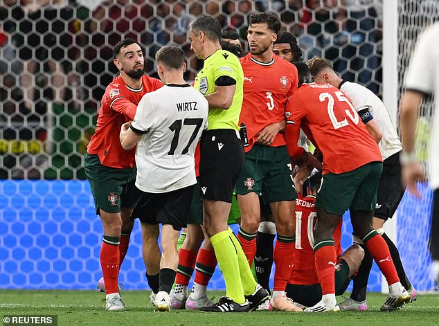 Florian Wirtz was involved in a heated battle with Bruno Fernandes while on international duty
