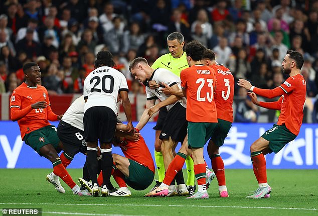 Wirtz also clashed with Bernardo Silva as the Manchester City man went down off the ball