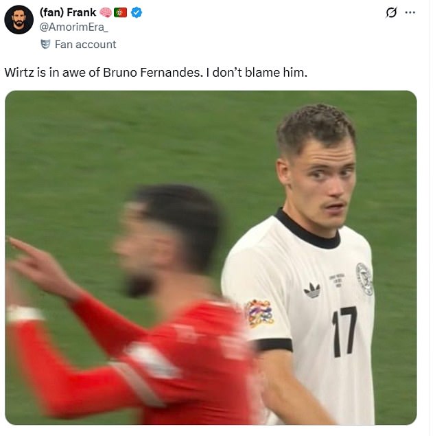 Some fans mocked Wirtz online when Fernandes beat him down the right during a Portugal attack late on