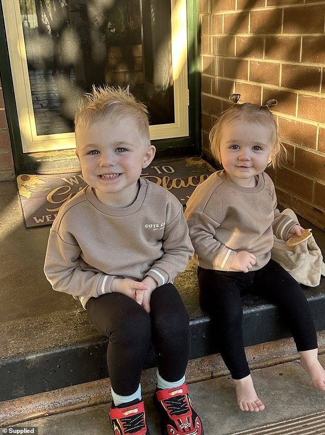Winter is set to have a surgery to secure her airway, which will help with her swallowing and hopefully improve her sleep (pictured, Winter with her three-and-a-half year old brother)