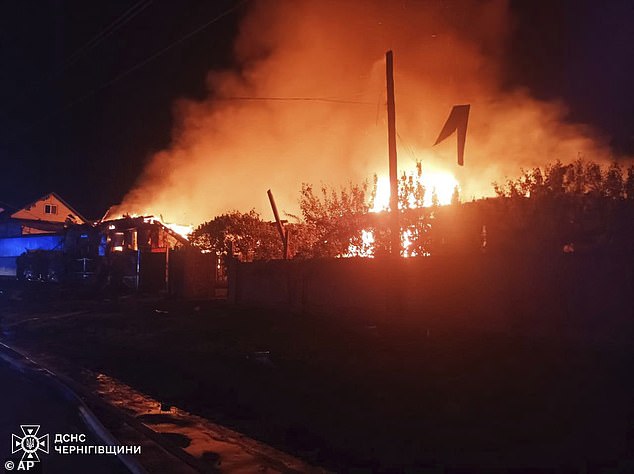 According to authorities, six Shahed-type drones struck residential areas of Pryluky early Thursday morning, causing severe damage to residential buildings