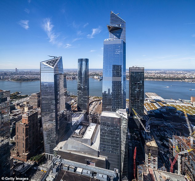Pictured, from left to right: The 10, 15, 30, and 55 Hudson Yard skyscrapers. The resident lives in 30 Hudson Yard, the seventh-tallest building in New York City