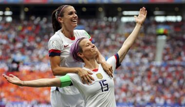 Megan Rapinoe pictured during the 2019 World Cup, which she helped the USA win