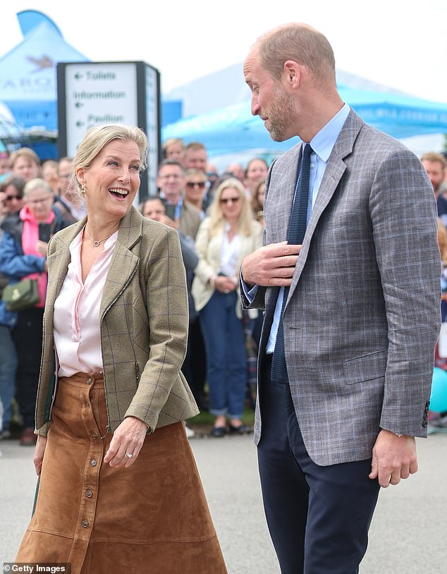 William and Sophie appeared comfortable and relaxed in each other's presence, as the royals shared a good-natured laugh after they arrived at the agricultural show on Friday, June 6