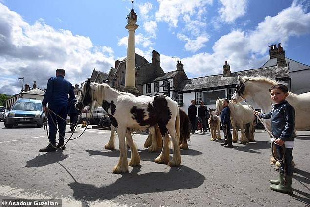 Horses in Appleby town centre on the second day of the Appleby Horse Fair