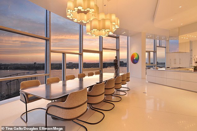 The listing comes after it was recently revealed that the ex-couple had decided to split their other New York abode, pictured, down the middle