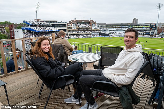 Olga Tyurina, pictured left, has lived at Oval Mansions for around a year and a half and was joined for the match by friend Ollie Carter
