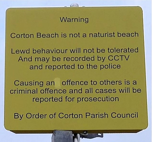 In a bid to curb the trend, a notice warning against it, pictured, was erected by the beach. It has since been taken down