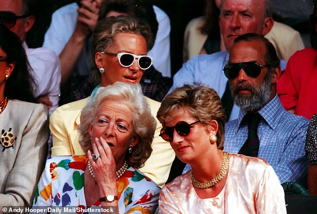 Frances and Diana at the Wimbledon Men's Tennis Final in 1993. Frances said in an interview months before her daughter's death that it was 'absolutely wonderful' she had been stripped of her HRH title after her divorce from the then Prince Charles, Diana never spoke to her again
