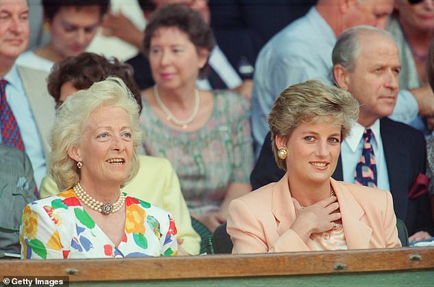 Frances and Diana at the Wimbledon Men's Tennis Final in 1993. Diana's status as one of the most famous women in the world further drew a wedge between the mother and daughter