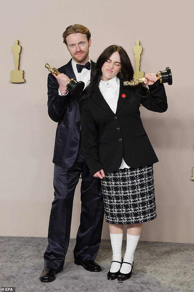 Finneas is best known for his work with megastar sister Billie Eilish; they are pictured in March 2024