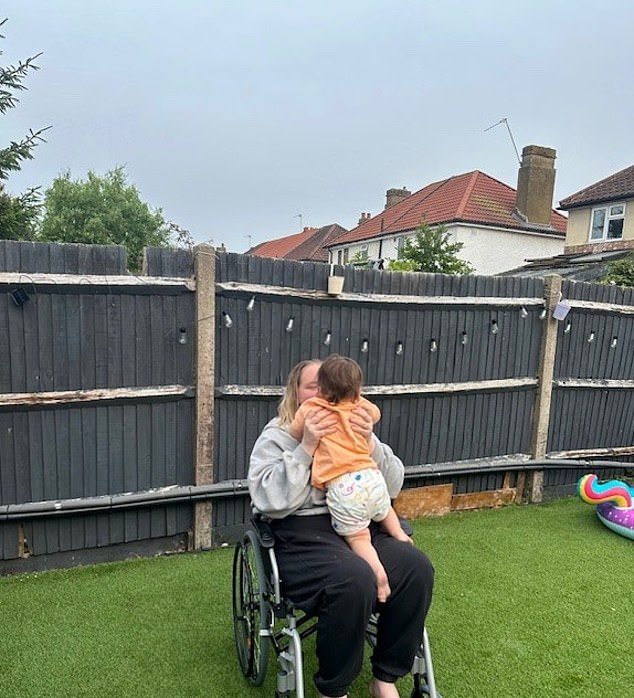 What devastates Ms Moore most is that she fears she may be unable to watch her beloved one-year-old daughter (pictured) grow up. She said: 'I feel like I haven't been able to be a proper mum, I can't even lift her up'