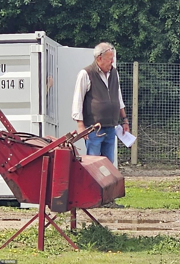 Jeremy Clarkson was spotted at a farm machinery and tractor sale, in Sutton, near Ely in Cambridgeshire, on Monday