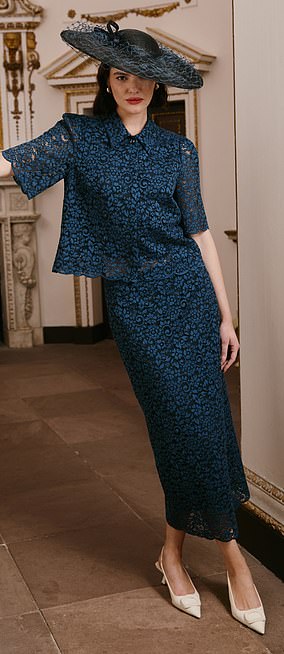 Cefinn's Jacquie lace blouse and skirt teamed with the Victoire hat from Jess Collett Milliner