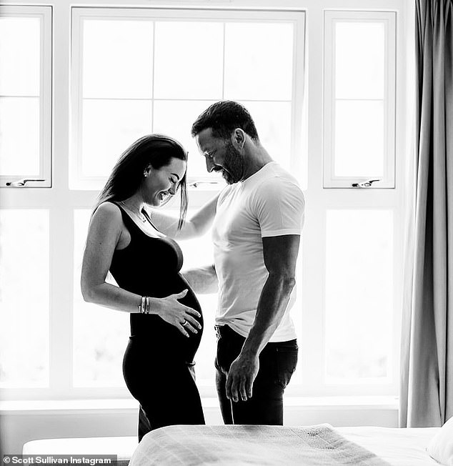 But following their split, Scott has traded his partying ways for a much quieter life at home with partner Katherine as they await the arrival of their baby (Pictured)
