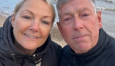 Dean Valentine (right), who said he has fallen chronically ill after the Pfizer Covid vaccine, is married to child star Alison Bettles (left) from Grange Hill (now Alison Valentine). Mr Valentine is pictured 18 months after the vaccine