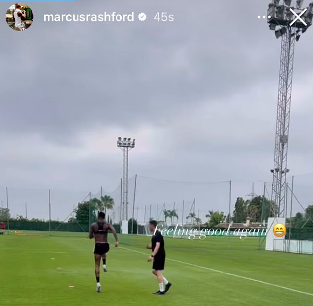 Marcus Rashford posted training footage and hit back at a fan criticising him