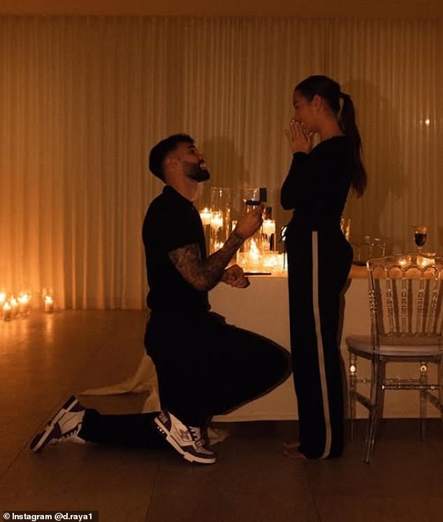 Raya's stag comes after he proposed to his model fiancee Tatiana Trouboul in October