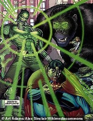 In the classic films and comics, kryptonite is Superman's ultimate weakness, robbing him of his powers. Pictured, comic book depiction of Superman with kryptonite poisoning