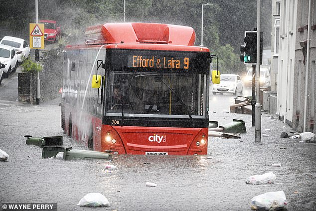 Plymouth, Devon was hit by downpours and thunderstorms on June 9