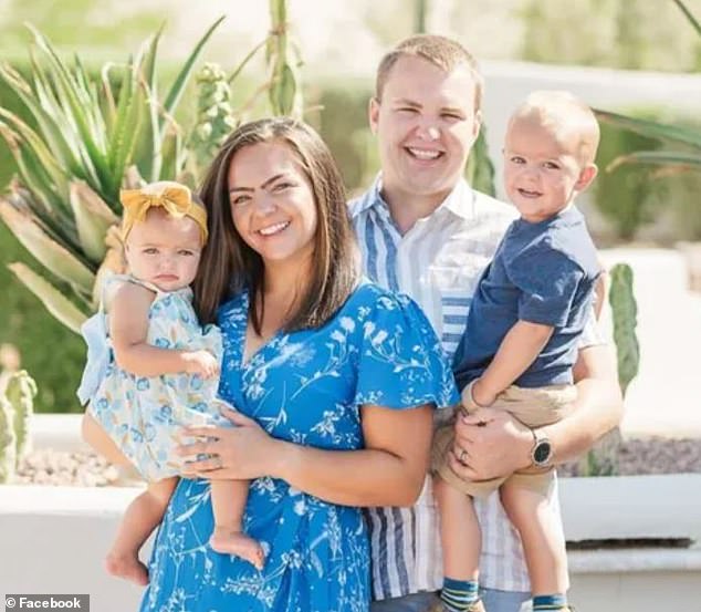 Pictured: Pilot Landon Baldwin with his wife Torrie and their two children