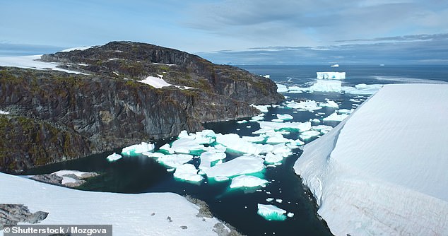 Icebergs form by breaking off from larger glaciers. Pictured: A group of icebergs entering the sea in Antarctica