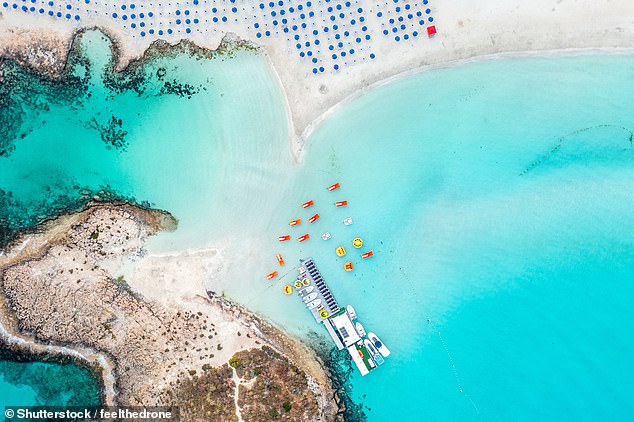 Nissi Bay in Ayia Napa takes third place on the list with highs of 29 degrees and just under 10 and a half hours of sunshine a day