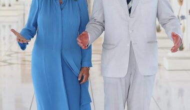 Then Prince of Wales and Duchess of Cornwall, Charles and Camilla visit the Grand Mosque on the first day of a royal tour of the United Arab Emirates in November 2016