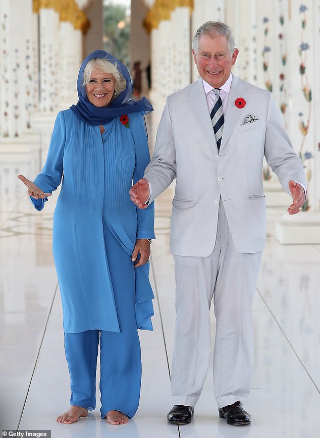Then Prince of Wales and Duchess of Cornwall, Charles and Camilla visit the Grand Mosque on the first day of a royal tour of the United Arab Emirates in November 2016